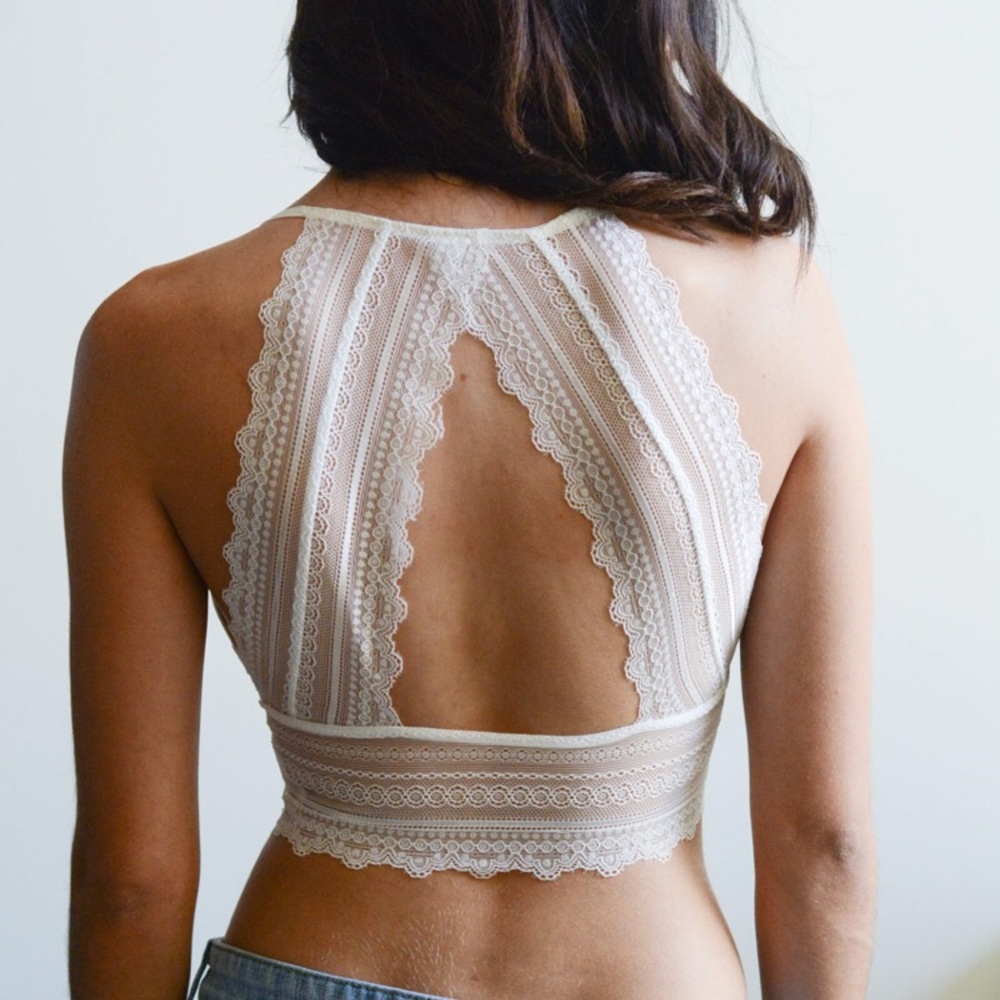 White Lace Longline Bralette | Bridal Lingerie - Picture 3 of 4